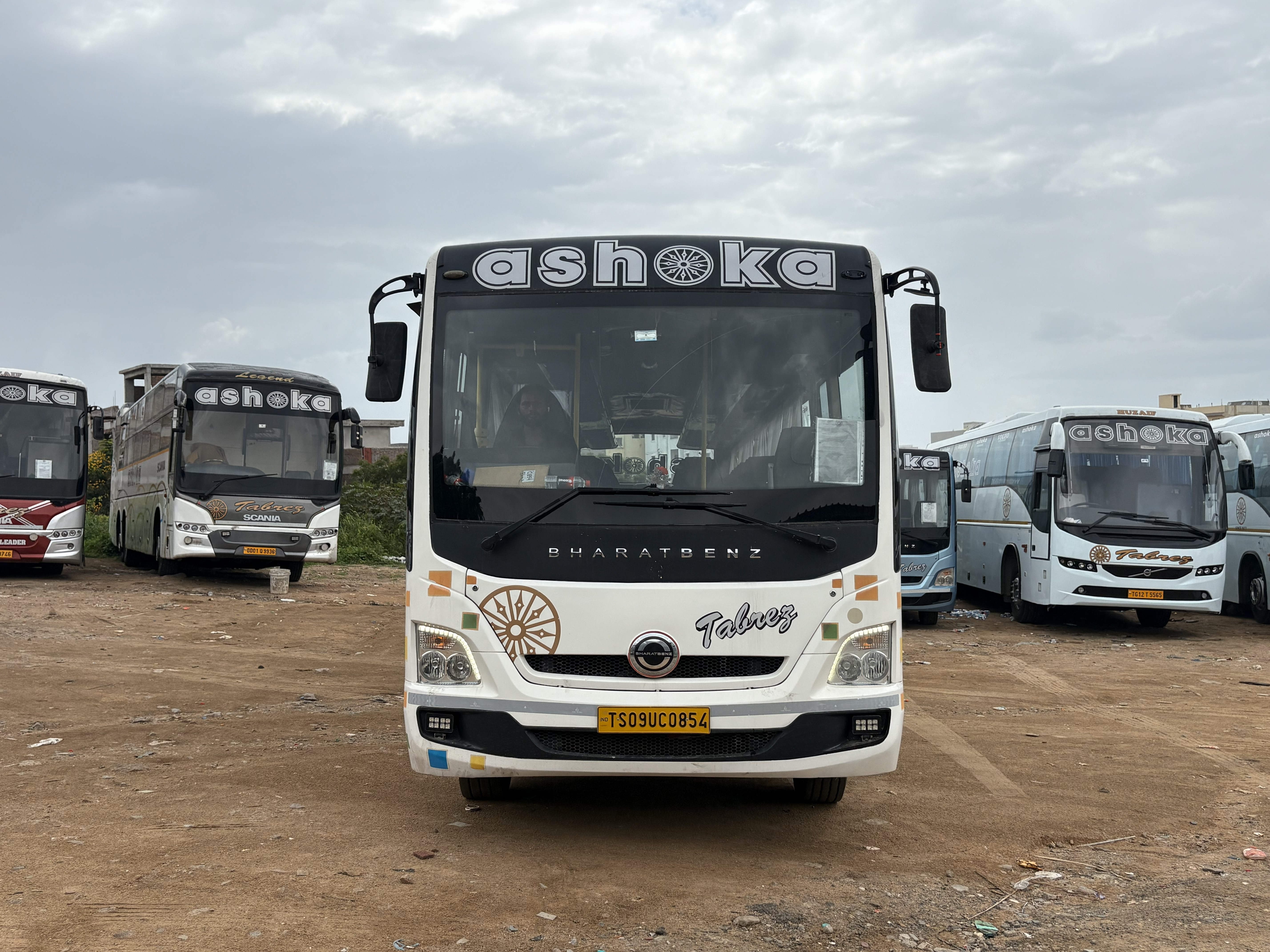 Bharat Benz White Luxury Coach - 45 Seater Premium Transport